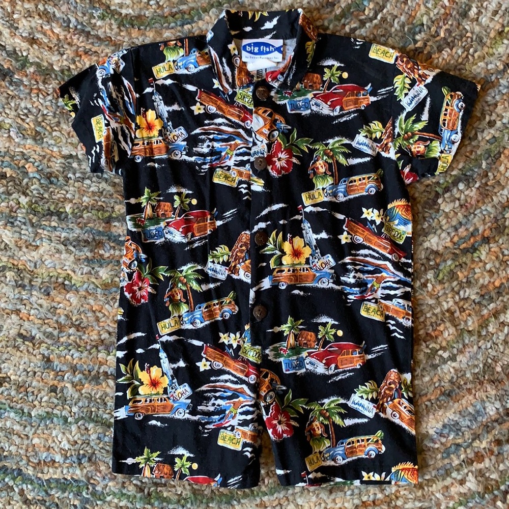 Hawaiian Button Down Onesie 24M